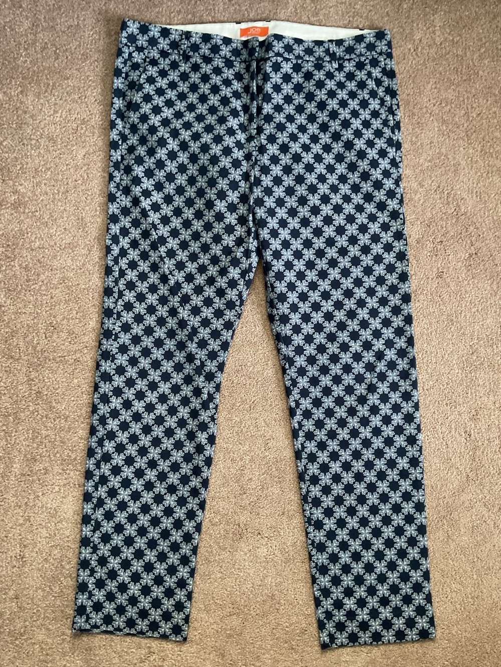 Joe Fresh Navy and White Patterned Cropped Pants